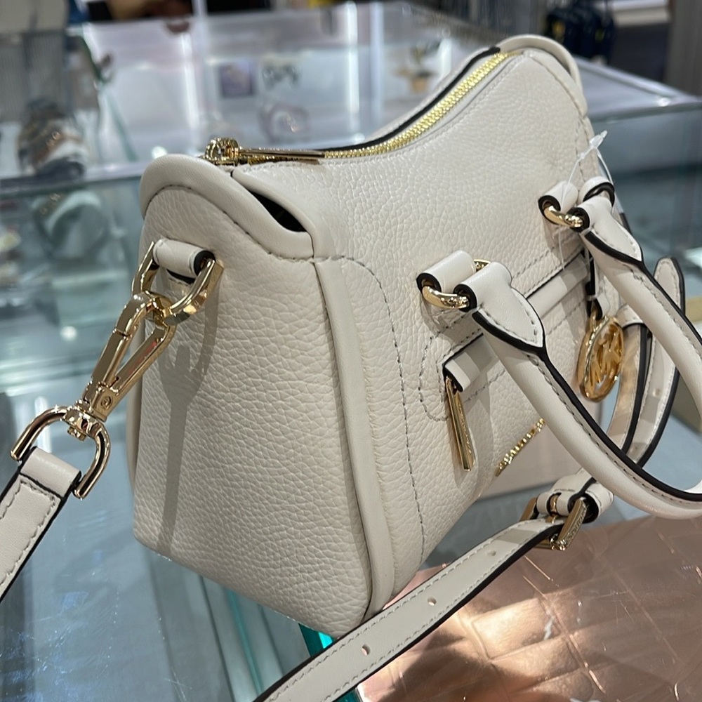 Michael Kors Carine Extra-Small Pebbled Leather Satchel Crossbody 
Lt Cream 
NWT - Picture 14 of 16